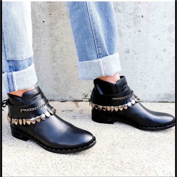 Freda Salvador Shoes - Freda Salvador Black Leather Star Fringe Overlay Jodhpur Ankle Booties